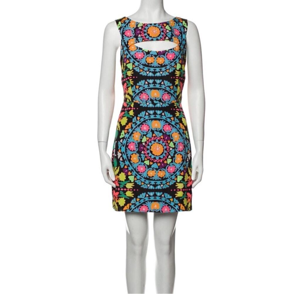 NWT Mara Hoffman Dress Size 8 Suzani Neon Geometric Print Cutout Colorful Beach - Picture 3 of 11